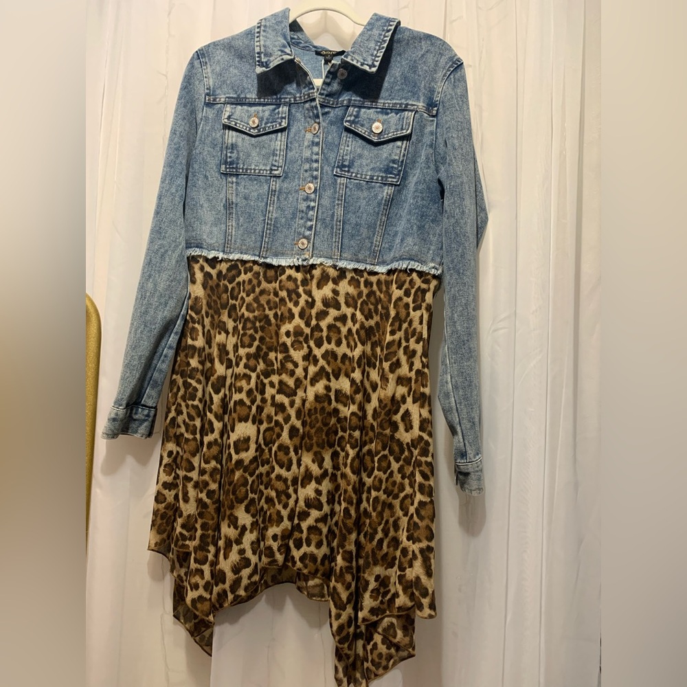 Oddi Boutique Leopard Tunic Jean Jacket